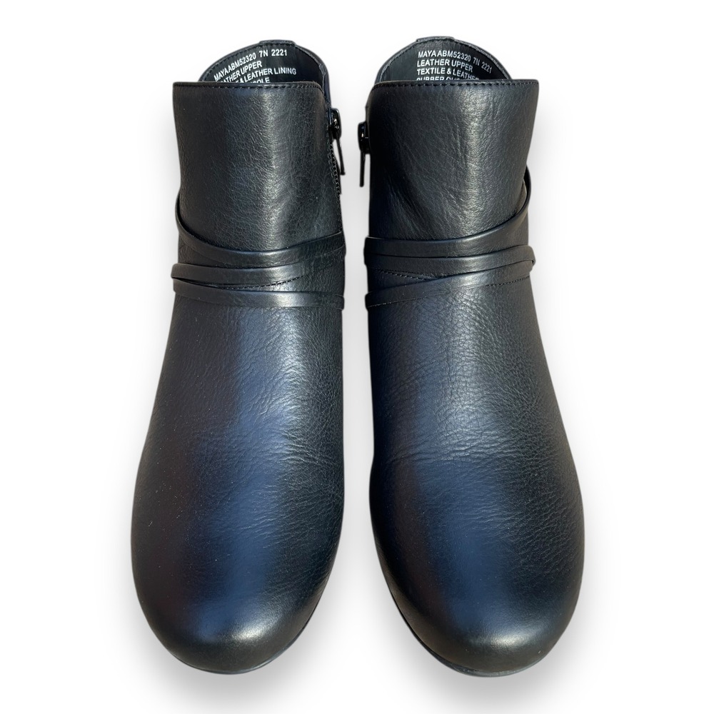 ABEO Maya Metatarsal Black Leather Ankle Boots B.I.O.system Side Zip Booties 7N